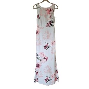 Le Chateau White Pink Floral Sleeveless Maxi Dress Evening Wedding